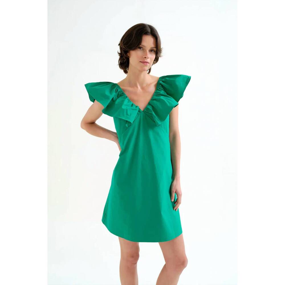 NEW COMPANIA FANTASTICA ruffle mini dress in green
